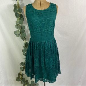 Forever 21 Teal Lace Key Hole Back Dress
